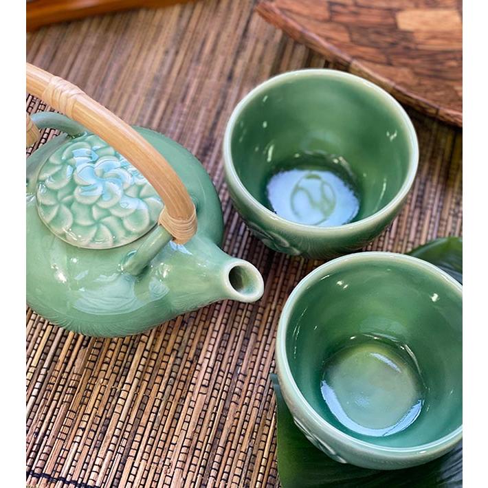 ジェンガラ ティーセット プルメリア 急須＆湯呑み セット 青緑