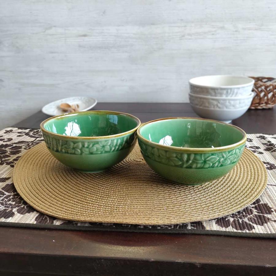 ジェンガラケラミック 丼 スープボウル 2個1セット 陶器 2色 グリーン