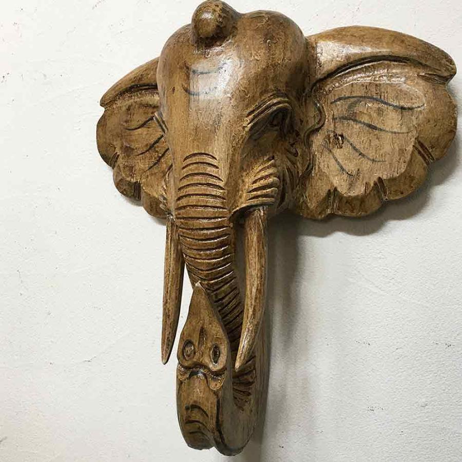 象の壁掛け ゾウのオブジェ 木製 オブジェ : アジアンバリ雑貨石材の