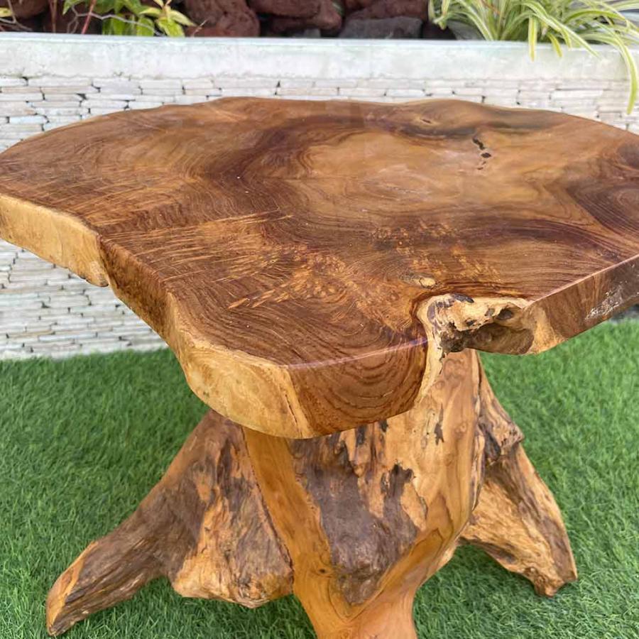 天然木 テーブル 木製 H50cm ブラウン 茶色 古木 チーク シンプル バリ