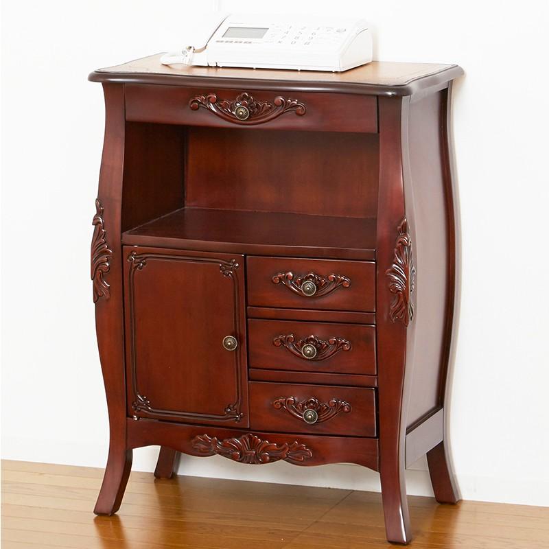 クロシオ アンティーク風FAX台 ファックス台 電話台 アンティーク