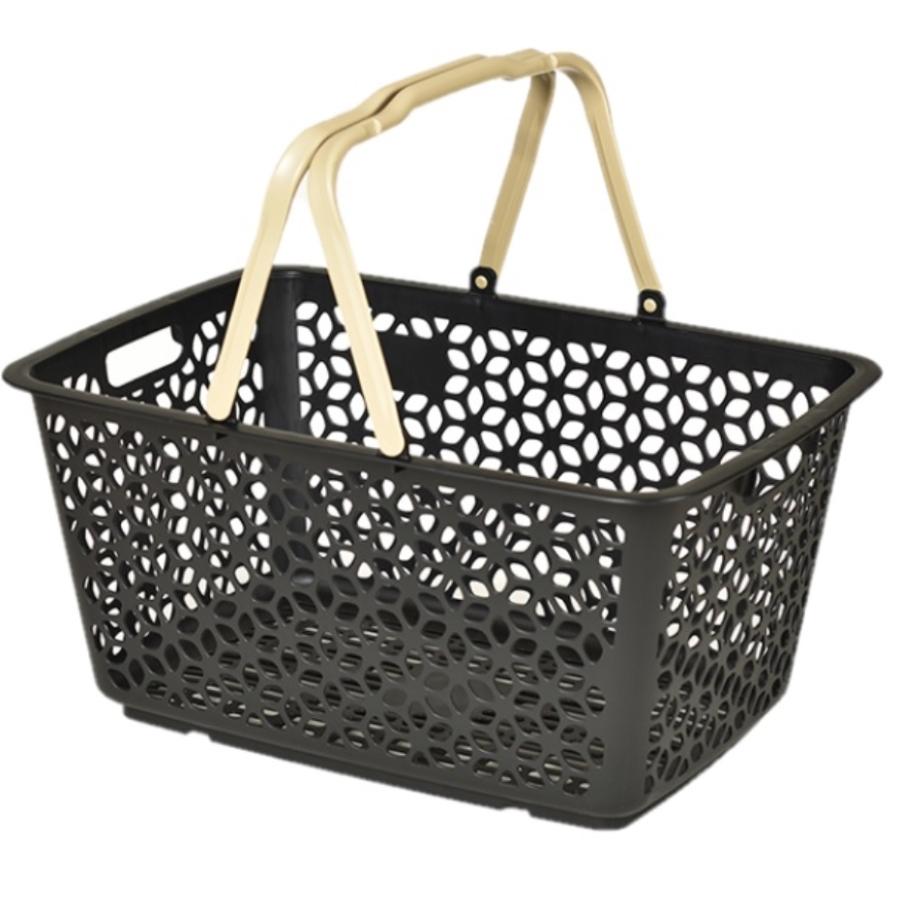 ヒマラヤ ハンドル積み重ねバスケット BK ブラック (幅51.3×奥行35.5