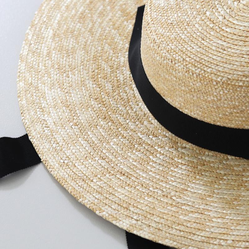 田中帽子店 麦わら カンカン帽 垂れリボン セシル 麦わら帽子