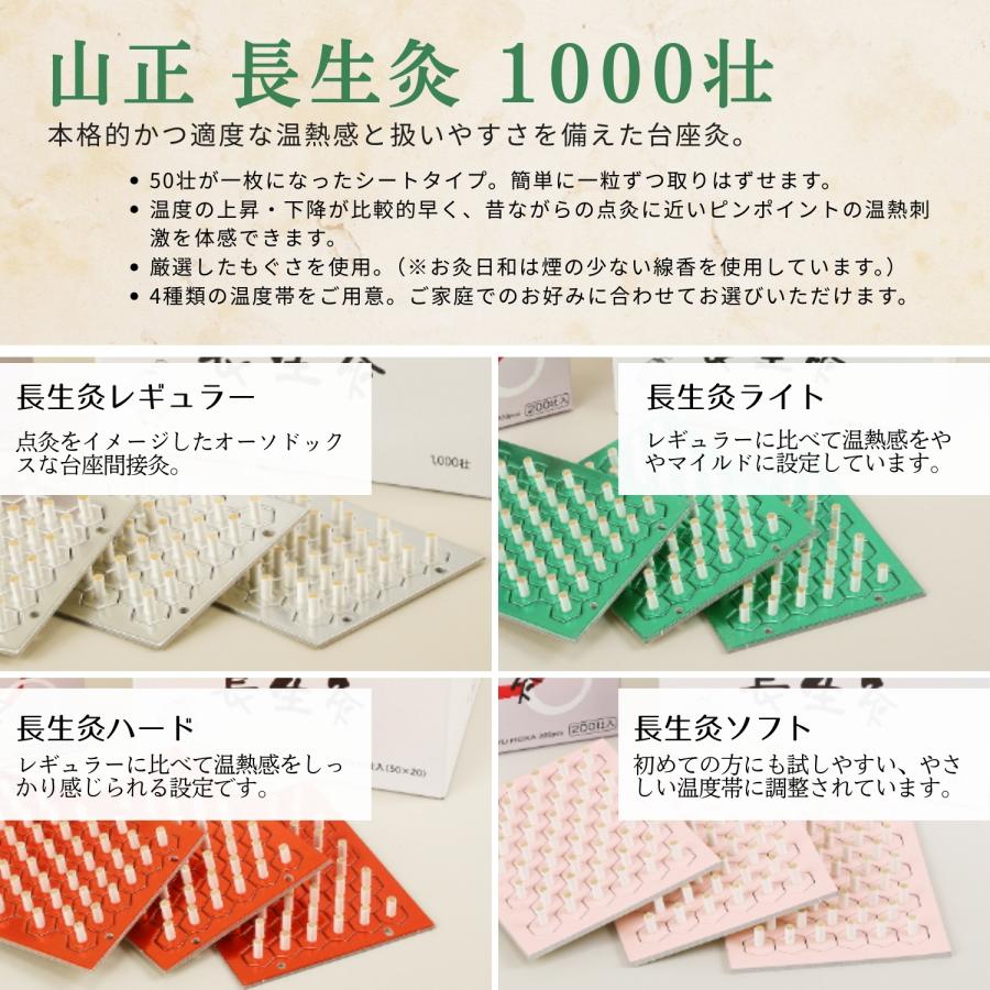 4種から選べる 山正 長生灸 1000壮 お灸 ソフト ライト レギュラー