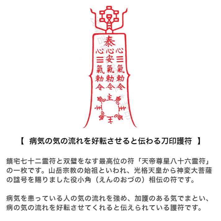 開運 【病気の気の流れを好転させると伝わる刀印護符】 お守り 病気
