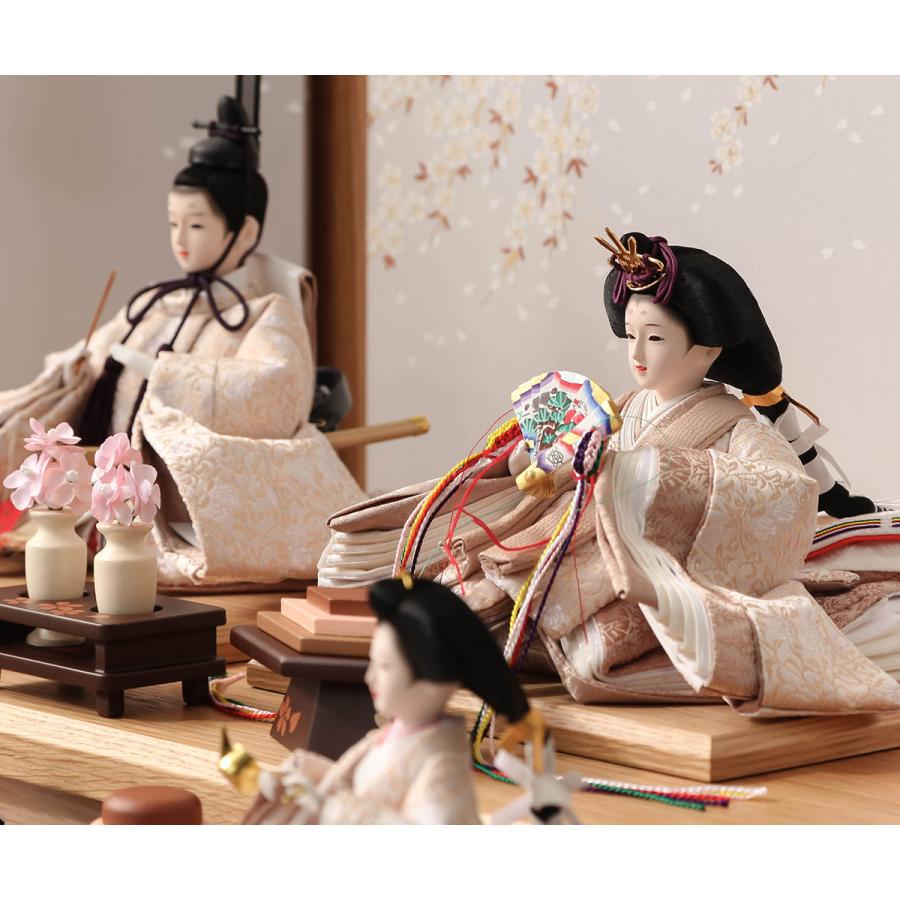 2/18〜2/25☆ポイント2倍！】雛人形 三段飾 芥子 白茶牡丹唐草 木製三