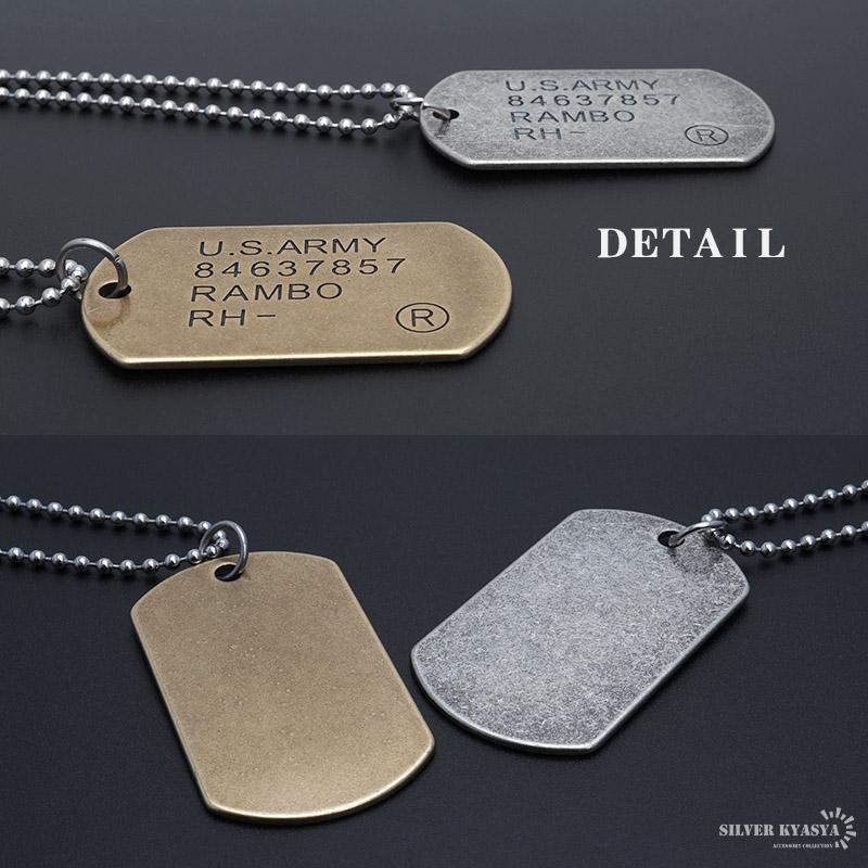 ステンレス 英字ドッグタグネックレス ゴールド シルバー ブラック