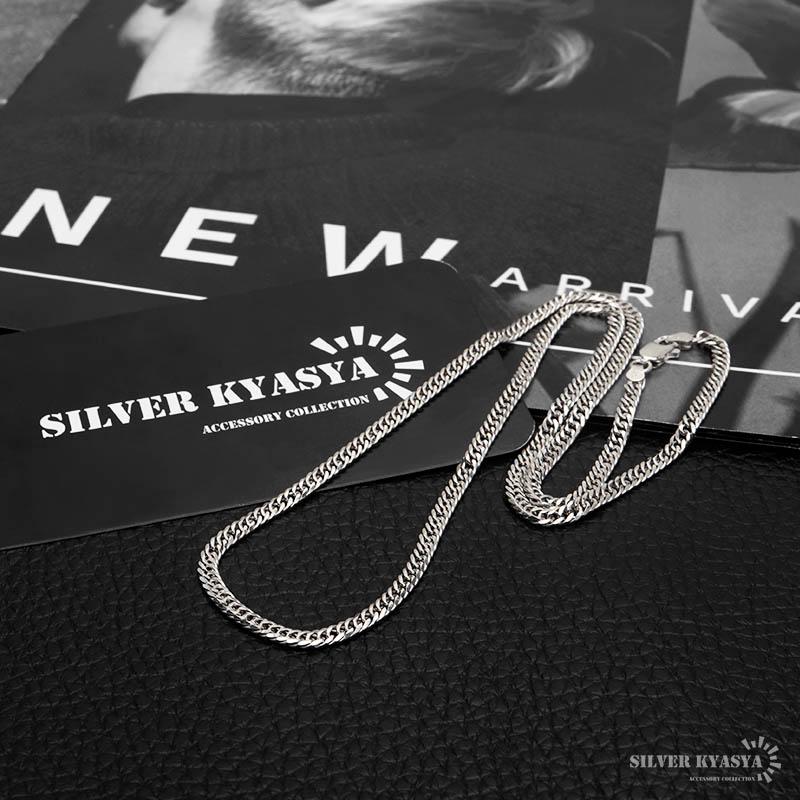 シルバー925 ダブル喜平チェーン ネックレス 幅3mm 50cm 喜平