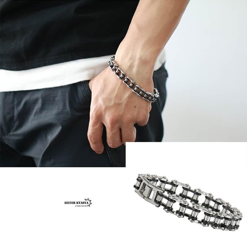 ステンレス バイクチェーンブレスレット シルバー 工具 道具