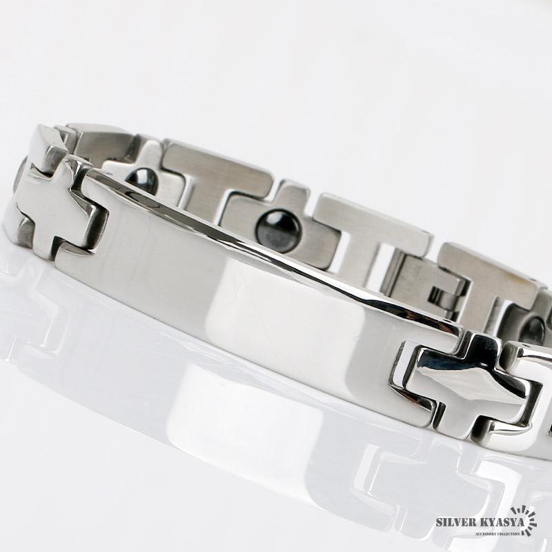 磁気ブレスレット ステンレス 磁石 H クロス チェーンブレスレット