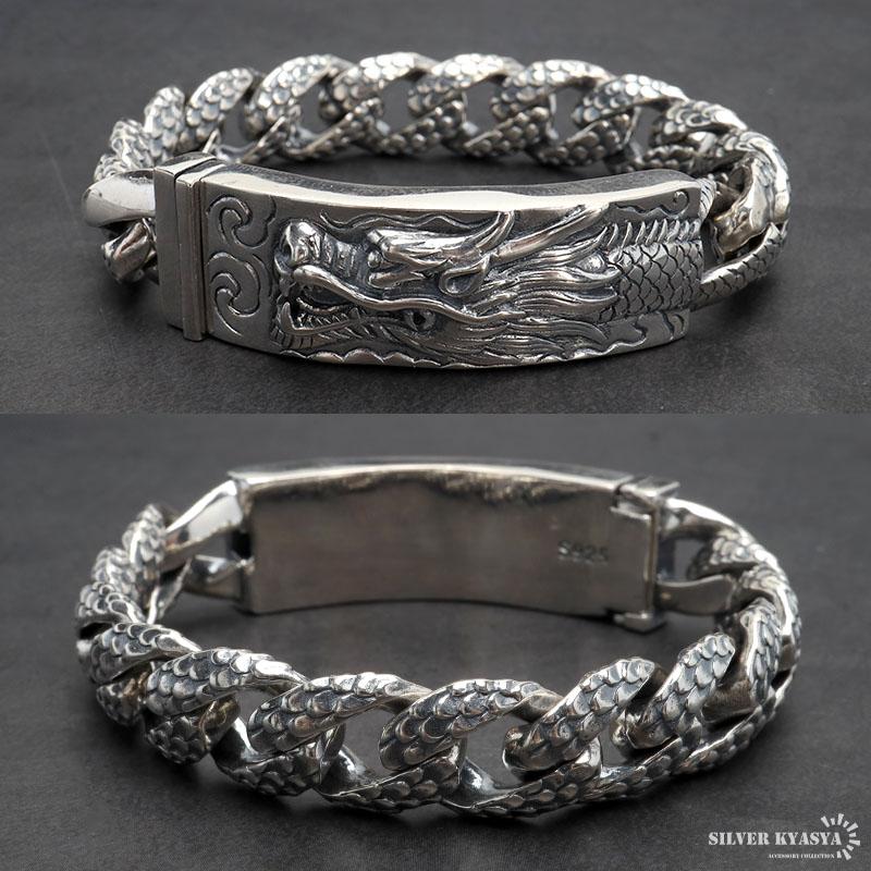 シルバー925 ドラゴンブレスレット バックル 龍ブレスレット 重厚感 ご