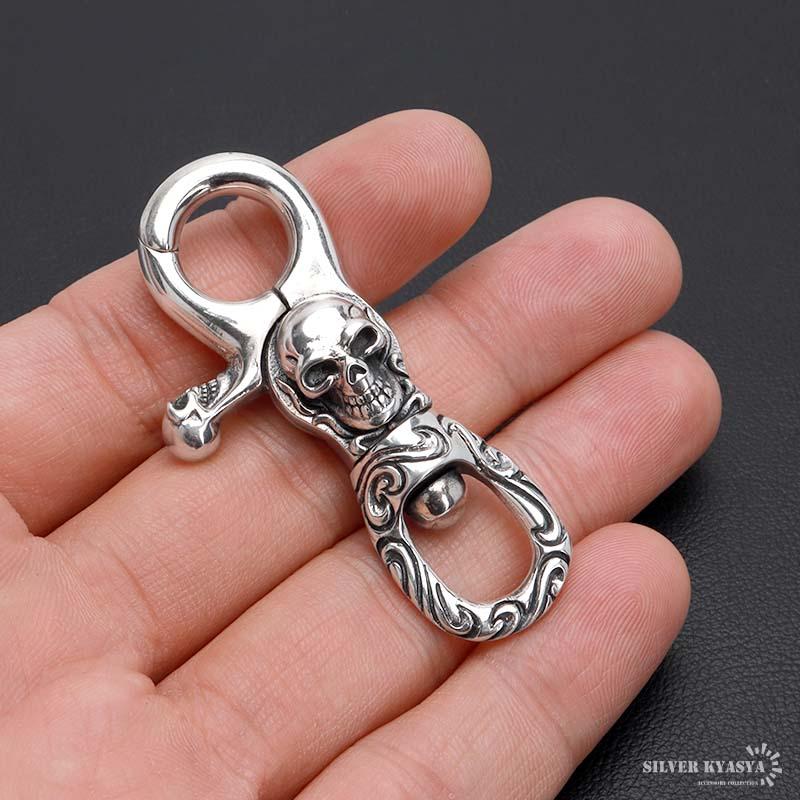 シルバー925 スカル キーリング キーホルダー キーフック S925
