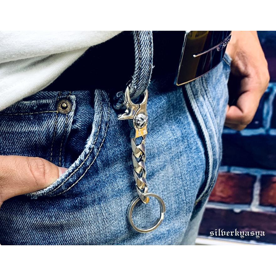 シルバー925 クロスキーチェーン クリップ シルバーキーホルダー