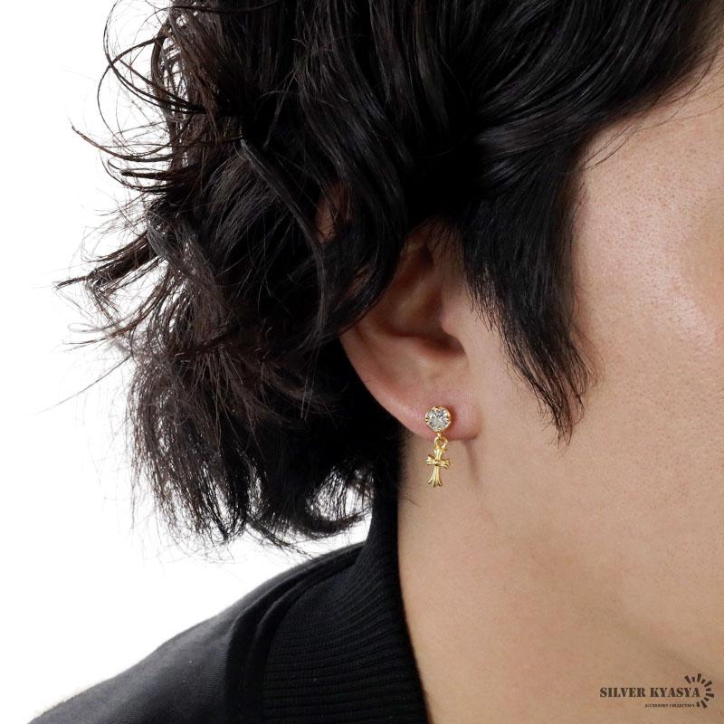 シルバー) シルバー925 クロスピアス 十字架 ゴシック ピアス ドロップ