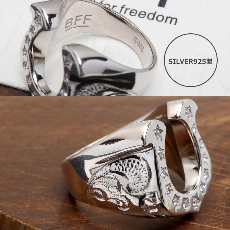 12号) BFF ブランド シルバー925 馬蹄リング ホースシューリング 印台