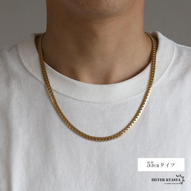55cm) キラキラ マイアミキューバンチェーン K18 GP gold ゴールド 5.5