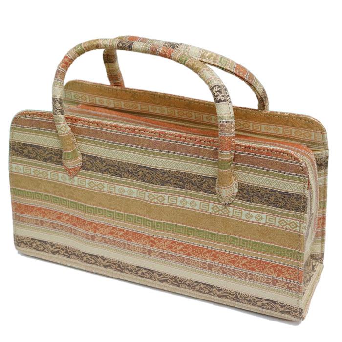 訳あり】【京都西陣生地】利休バッグ（08A004）金襴 縞 文様 和装