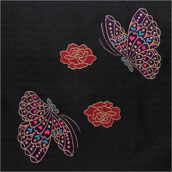 名古屋帯 正絹 黒 蝶 〜蝶に牡丹〜 ブラック 京玉響 西陣織 : 名古屋帯