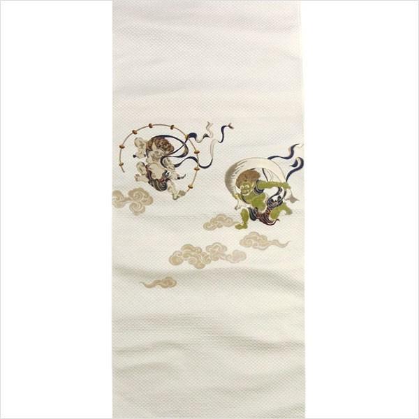 名古屋帯 正絹 白 俵屋宗達 〜風神雷神〜 クリーム 京玉響 西陣織