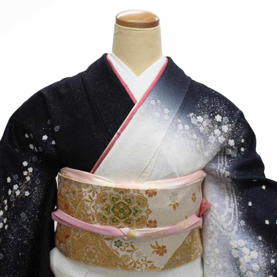 着物 レンタル 訪問着 正絹 フルセット 黒白 辻が花 個性的 かっこいい