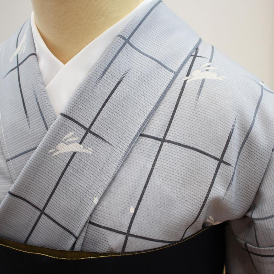 正絹 絽 小紋 仕立て上がり 夏着物 新品 未着用 ライトグレー 薄物