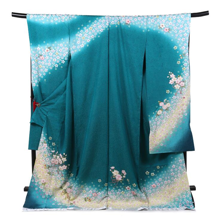 セミオーダー 振袖レンタル 成人式 フルセット 青緑 エメラルド