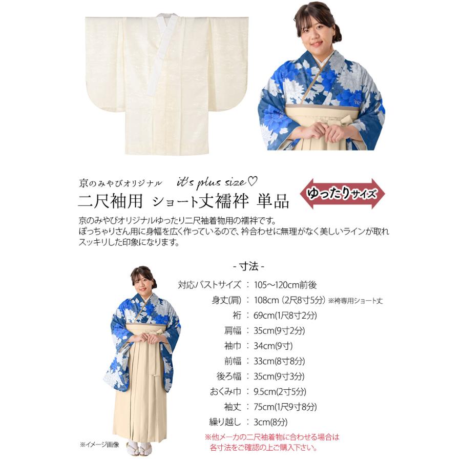 ぽっちゃりサイズ 洗える 長襦袢 単品 二尺袖用 プラスサイズ ふっくら