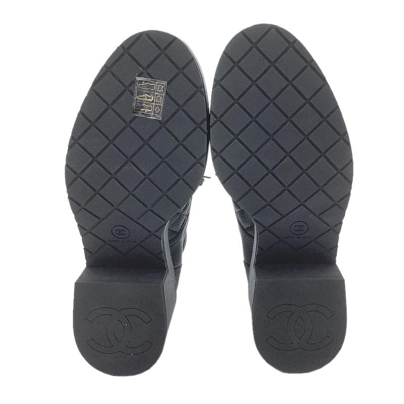 CHANEL シャネル ショートブーツ カーフ パテントレザー ブラック #37