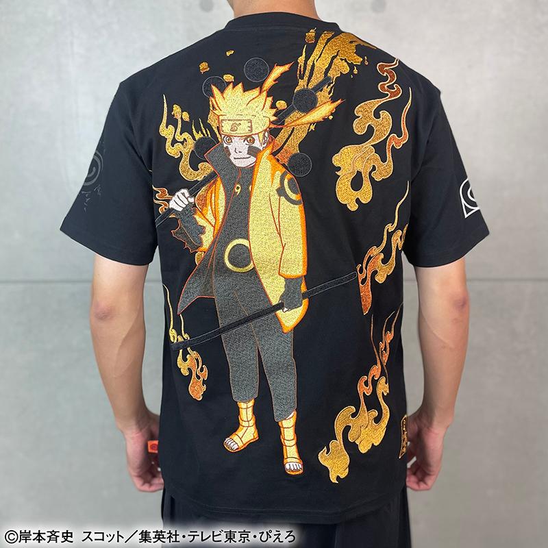絡繰魂 4Lサイズ × NARUTO うずまきナルト 六道仙人モード 刺繍 半袖 T