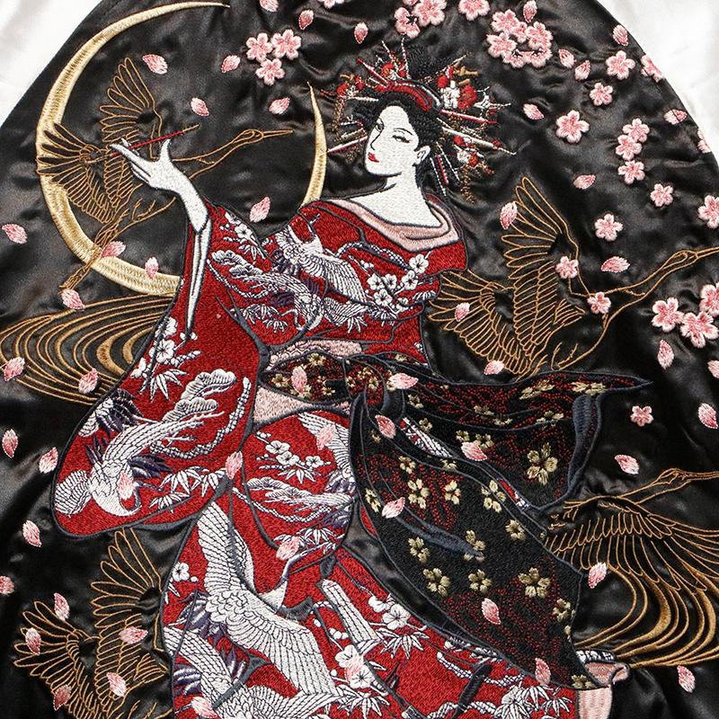 スカジャン 華鳥風月 かちょうふうげつ 花魁 刺繍 和柄 3041801 メンズ