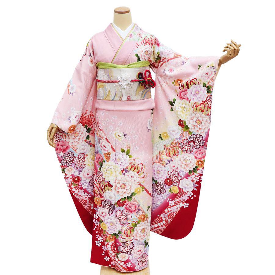 振袖 中古 フルセット 販売 正絹 リサイクル 仕立て上がり 着物 ピンク