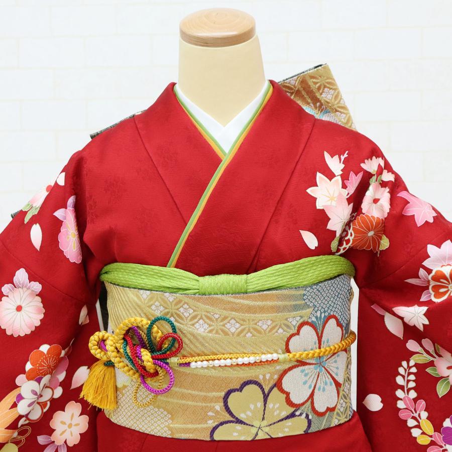 振袖 中古 販売 フルセット一式 正絹 赤 成人式 結婚式 卒業式 結納