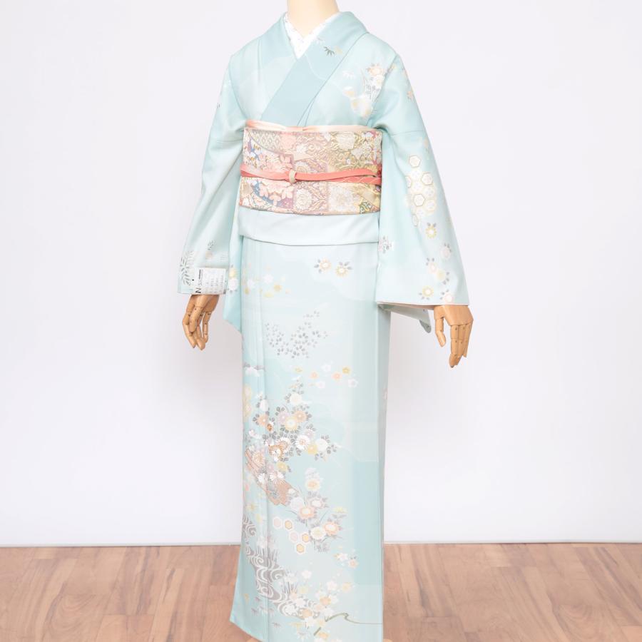 訪問着 レンタル 大きいサイズ フルセット トールサイズ 水色 ブルー