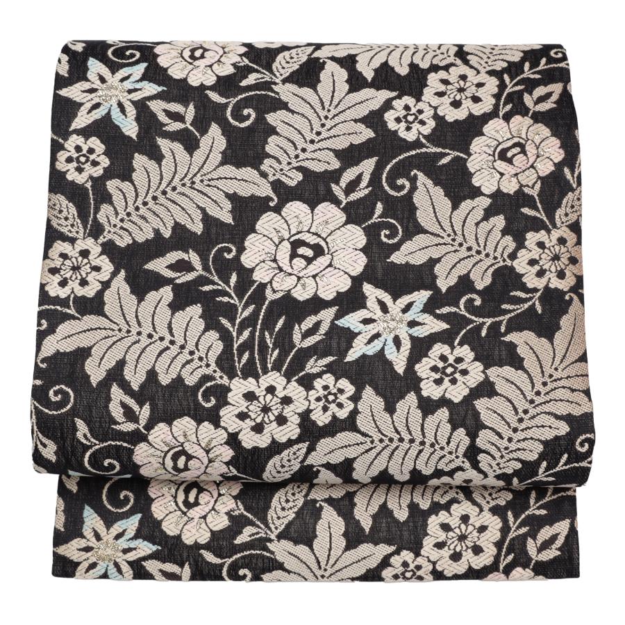 名古屋帯 正絹 仕立て上がり 冬用 袷 単衣 レディース 帯 黒 ベージュ