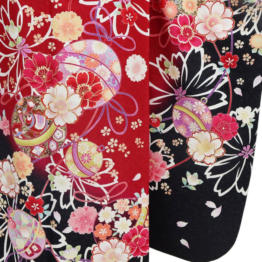 振袖レンタル 成人式 フルセット 1月 赤 黒 身長160〜164.5cm 鈴 桜