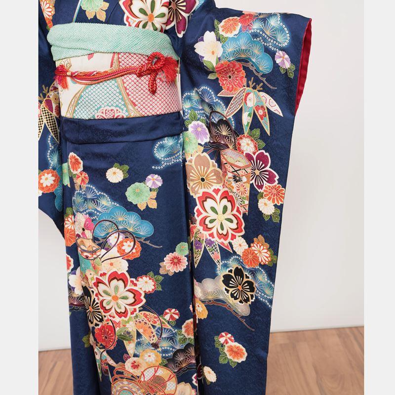 振袖レンタル 成人式 フルセット 1月 振袖 レンタル 青 紺 古典 松竹梅