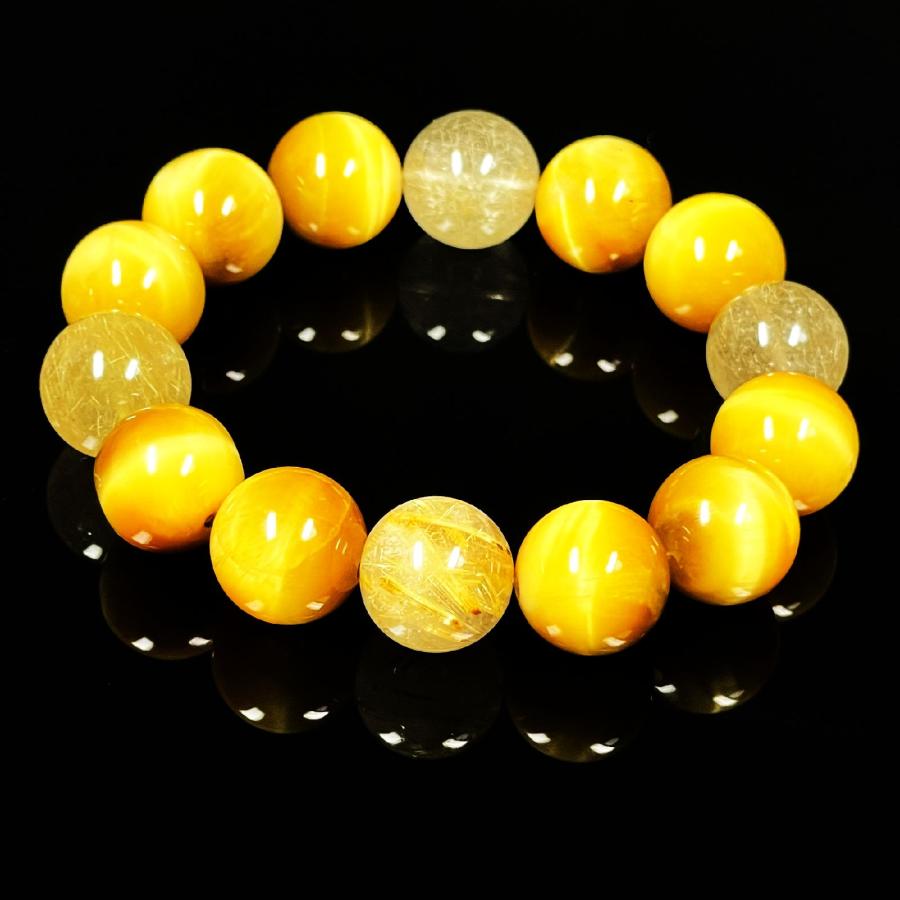 相性抜群の組み合わせ 14 mm ゴールドルチル ゴールデンタイガーアイ