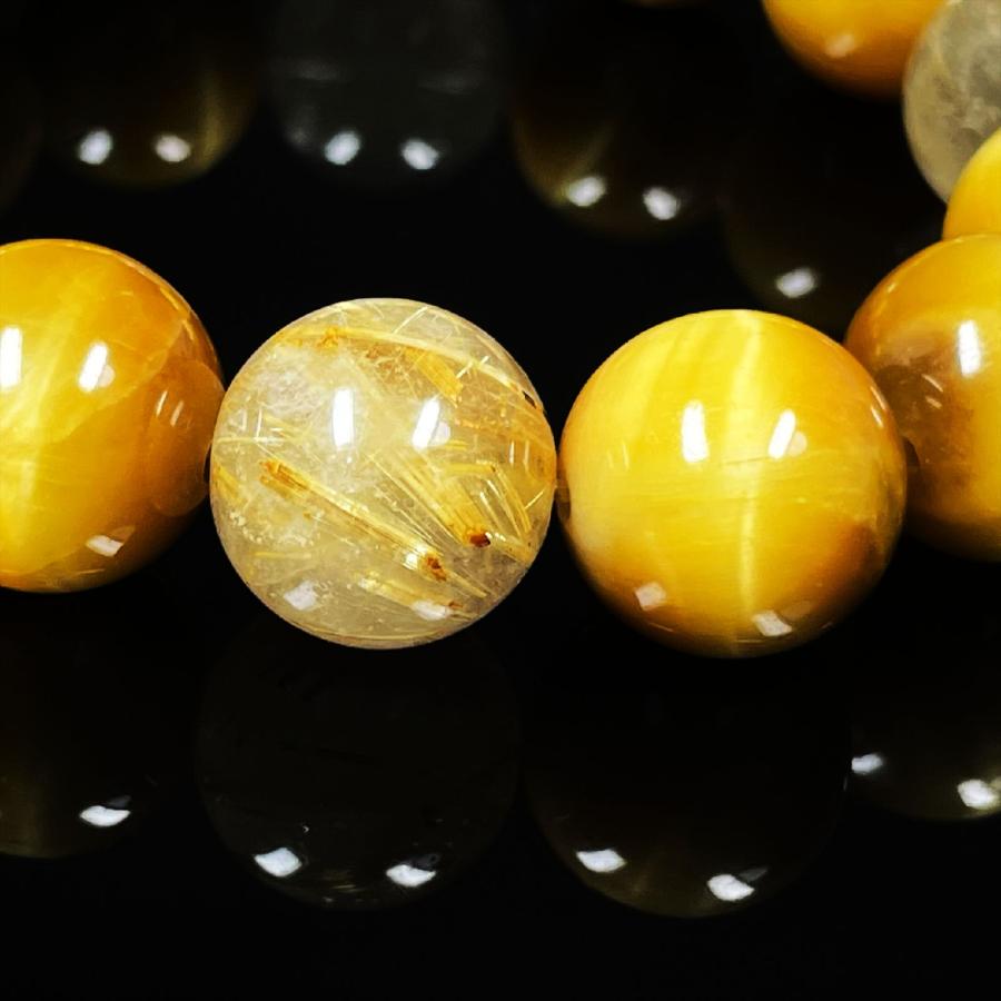 相性抜群の組み合わせ 14 mm ゴールドルチル ゴールデンタイガーアイ