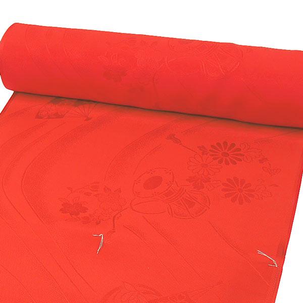 振袖用 正絹 長襦袢 j-005 赤色 朱赤 絹100％ 反物 未仕立て品 送料