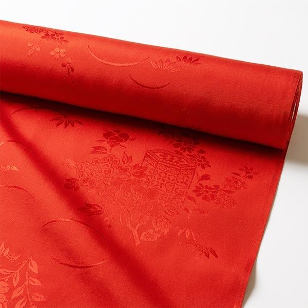 振袖用 正絹 長襦袢 j-005 赤色 朱赤 絹100％ 反物 未仕立て品 送料