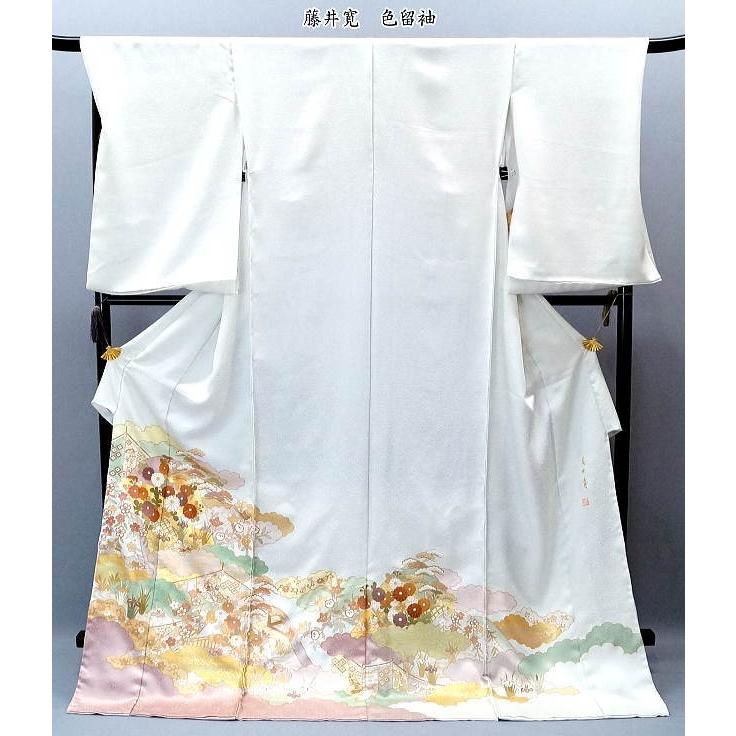藤井寛 正絹 手描友禅 色留袖 ito-107 結婚式 フォーマル 礼装 : 京都