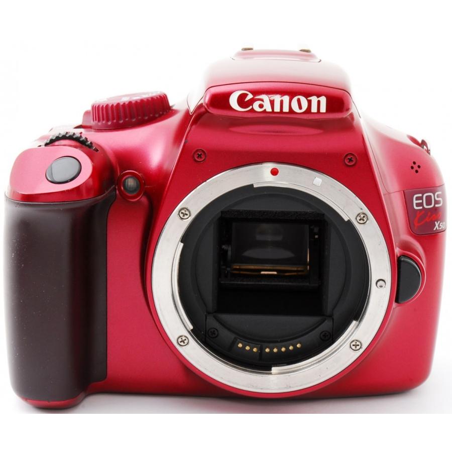EOS キヤノン デジタル一眼 Canon Kiss X50 レンズキット レッド 中古