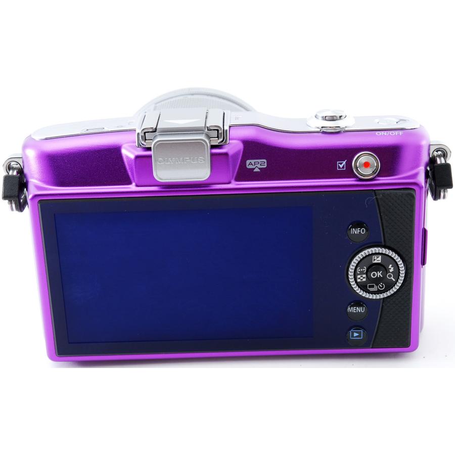 OLYMPUS PEN オリンパス ミラーレス mini E-PM1 レンズキット パープル