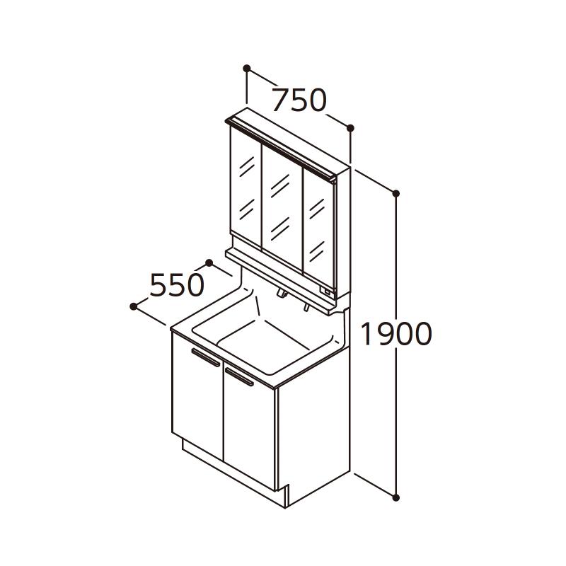 オクターブ（TOTO） 洗面台 洗面化粧台 750 TOTO オクターブ 間口750mm