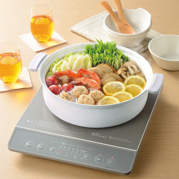 両手鍋 24cm 鍋 IH ガス なべ セラミックコート IH対応 ガラス蓋付き