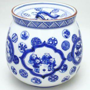 茶道具 水指 水差し 染付芋頭 蓋芋の蔓 曽根幸風作 茶道 : 茶道具