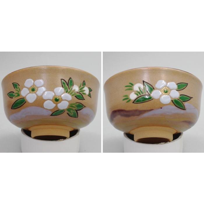 茶道具 抹茶茶碗 合茶碗 色絵茶碗 夏の花 紫 西村徳泉作 4代 紫翠窯