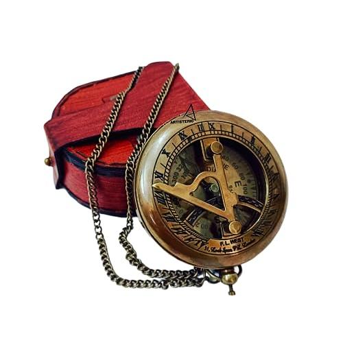 並行輸入品】ARTISTERIO 航海真鍮日時計コンパス レザーケースと