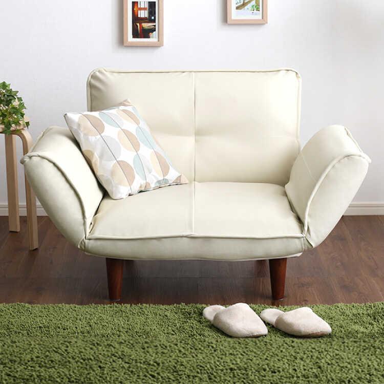 ひとり掛けソファー レザー製 合皮 アイボリー 一人掛け 一人用