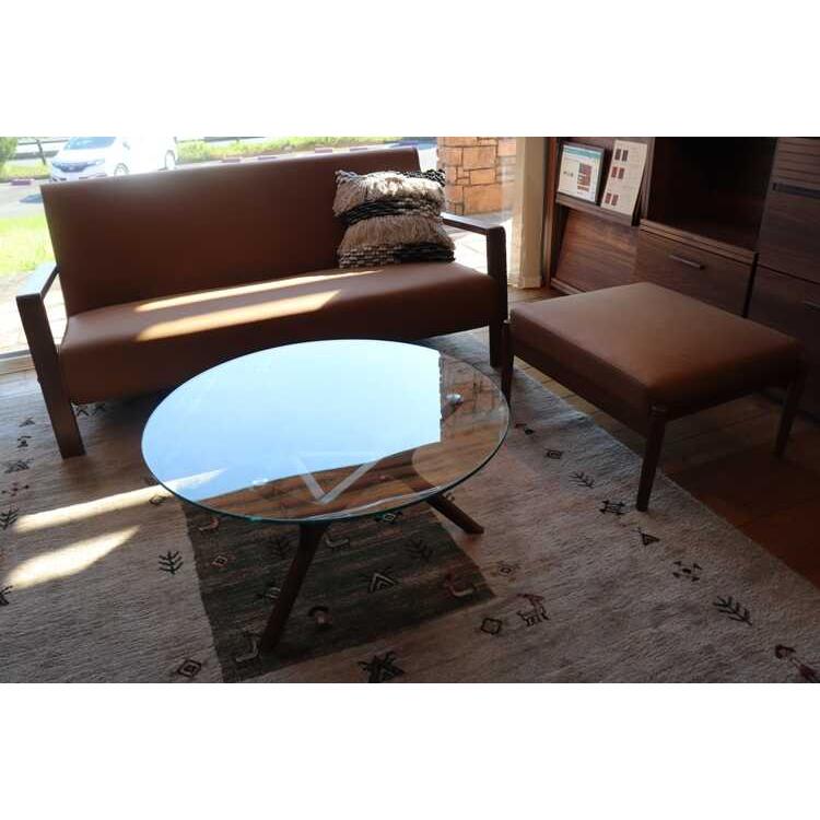 リビングテーブル 丸 ガラス おしゃれ 直径80cm 木脚 ミッド